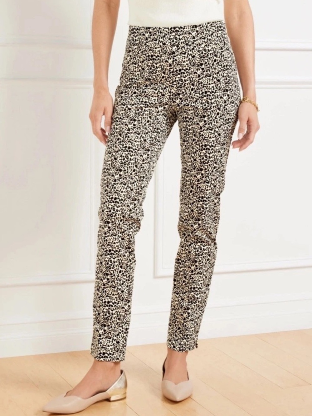 NWT Talbots Chatham Slim Ankle Pants Cheetah Print Size 12 Petite MSRP $129